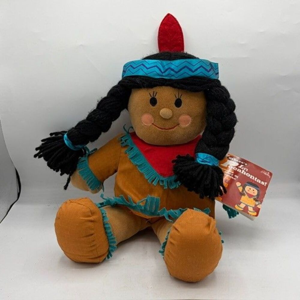 Vintage 1995 Gibson's Li'l Pocahontas Plush Doll Storybook Attached NEW VTG